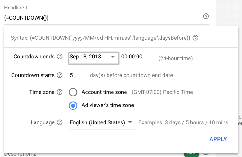Inserting countdown until the selected date